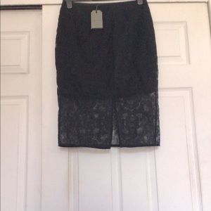 All Saints Lace Black Pencil Skirt NWT